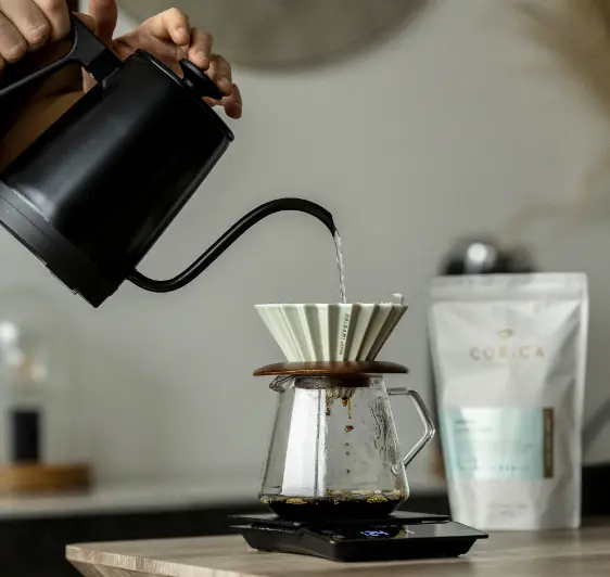 Coffee brewing with transparent inventory tracking and production workflow