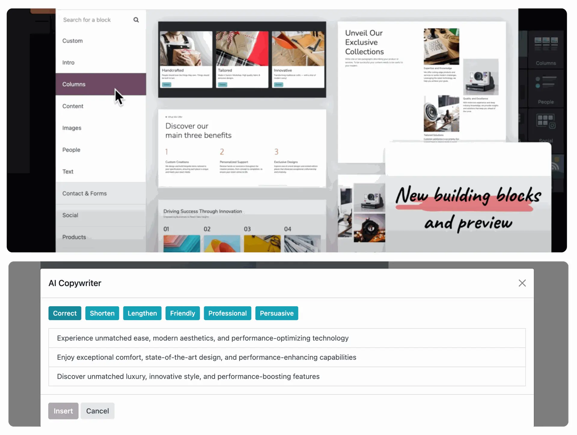 The Odoo 18 Website Builder allows you to create modern and high-performing websites without technical skills.