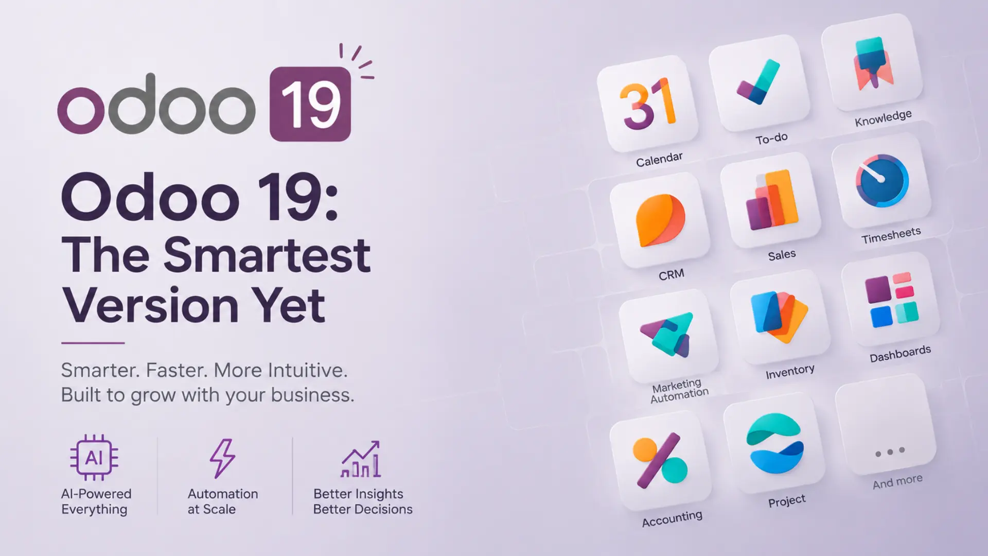 The presentation of Odoo modules highlights the different applications for efficiently managing a business.